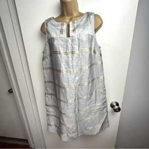 Studio 412 Grayish Metallic Gold Artsy Striped Detail Sleeveless Dress NWOT S